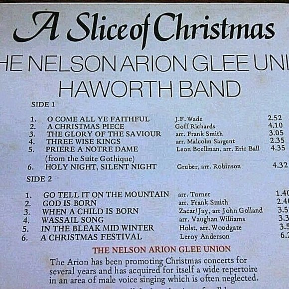 Vintage British Vinyl LP A Slice Christmas Male Voice Choir Nelson Arion Glee UK - Picture 14 of 16